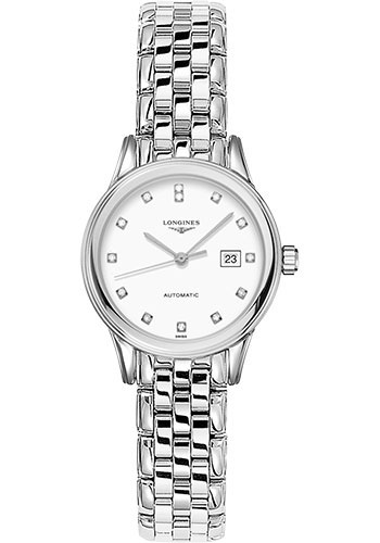 Longines Flagship Watch - 30 mm Steel Case - White Diamond Dial - Bracelet