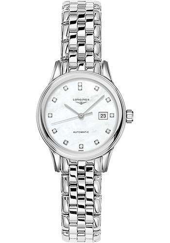 Longines Flagship Watch - 30 mm Steel Case - White Mother-Of-Pearl Diamond Dial - Bracelet
