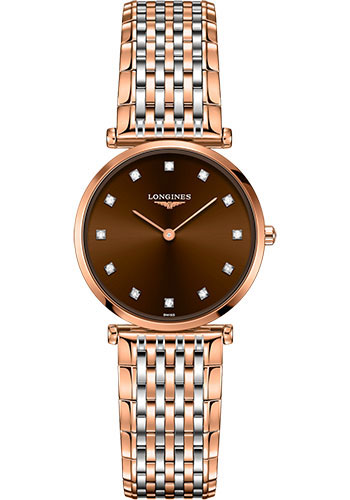 Longines La Grande Classique de Longines Quartz Watch - 29 mm Red PVD Case - Brown Diamond Dial - Steel And Red PVD Bracelet