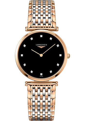 Longines La Grande Classique de Longines Quartz Watch - 33 mm Red PVD Case - Black Diamond Dial - Steel And Red PVD Bracelet