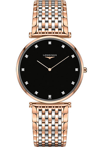 Longines La Grande Classique de Longines Quartz Watch - 37 mm Red PVD Case - Black Diamond Dial - Steel And Red PVD Bracelet