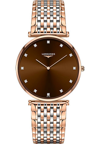 Longines La Grande Classique de Longines Quartz Watch - 37 mm Red PVD Case - Brown Diamond Dial - Steel And Red PVD Bracelet