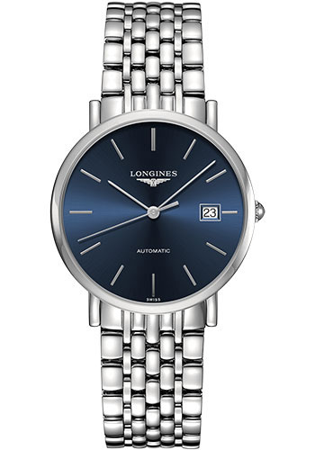 Longines Elegant Collection Watch - 37 mm Steel Case - Blue Dial - Bracelet