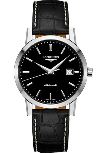 Longines 1832 Watch - 40 mm Steel Case - Black Dial - Black Alligator Strap