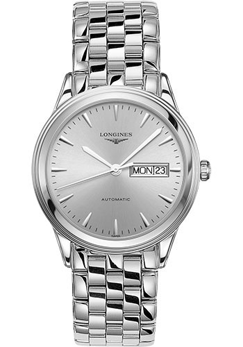 Longines Flagship Day Date Watch - 38.5 mm Steel Case - Silver Dial - Bracelet