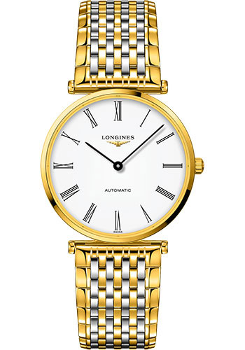 Longines La Grande Classique de Longines Automatic Watch - 36 mm Yellow PVD Case - White Roman Dial - Steel And Yellow PVD Bracelet