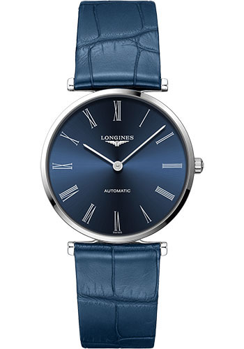 Longines La Grande Classique de Longines Automatic Watch - 36 mm Steel Case - Blue Roman Dial - Alligator Strap