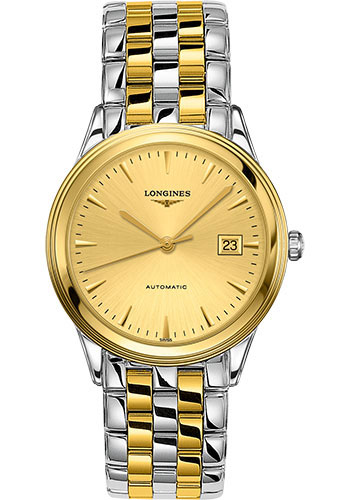 Longines Flagship Watch - 38.5 mm Steel And Yellow PVD Case - Gilt Dial - Bracelet