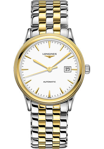 Longines Flagship Watch - 40 mm Steel And Yellow PVD Case - White Dial - Bracelet
