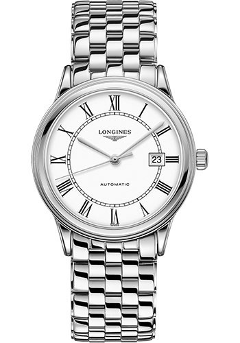 Longines Flagship Watch - 40 mm Steel Case - White Roman Dial - Bracelet