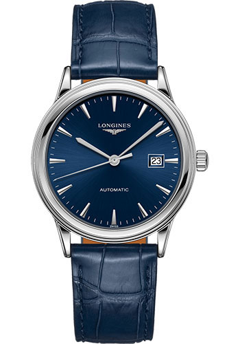 Longines Flagship Watch - 40 mm Steel Case - Blue Dial - Alligator Strap