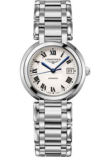 Longines PrimaLuna Automatic Watch - 30 mm Steel Case - Silver Roman Dial
