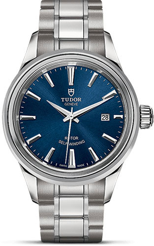 Tudor Style Watch - 28 mm Steel Case - Double Bezel - Blue Dial - Bracelet