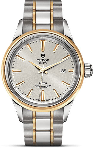 Tudor Style Watch - 28 mm Steel and Gold Case - Double Bezel - Silver Dial - Bracelet