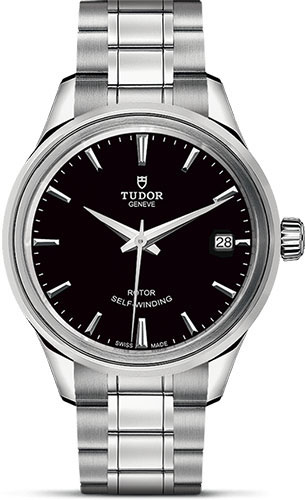Tudor Style Watch - 34 mm Steel Case - Double Bezel - Black Dial - Bracelet