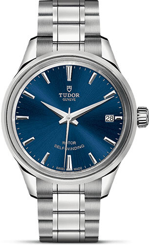 Tudor Style Watch - 34 mm Steel Case - Double Bezel - Blue Dial - Bracelet