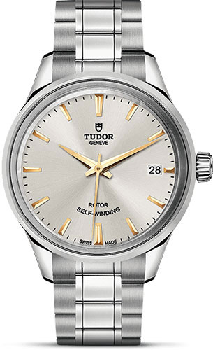 Tudor Style Watch - 34 mm Steel Case - Double Bezel - Gold Dial - Bracelet