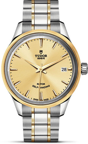 Tudor Style Watch - 34 mm Steel and Gold Case - Double Bezel - Champagne Dial - Bracelet