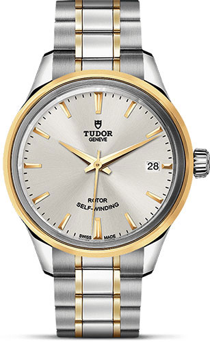 Tudor Style Watch - 34 mm Steel and Gold Case - Double Bezel - Silver Dial - Bracelet