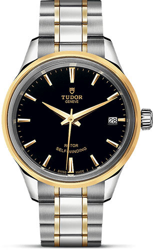 Tudor Style Watch - 34 mm Steel and Gold Case - Double Bezel - Black Dial - Bracelet