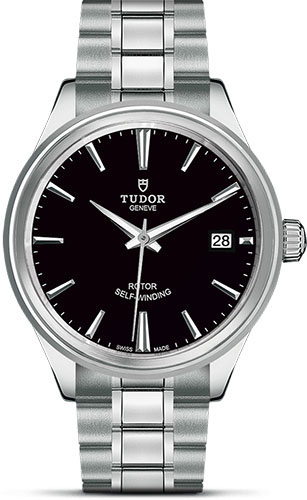 Tudor Style Watch - 38 mm Steel Case - Double Bezel - Black Dial - Bracelet