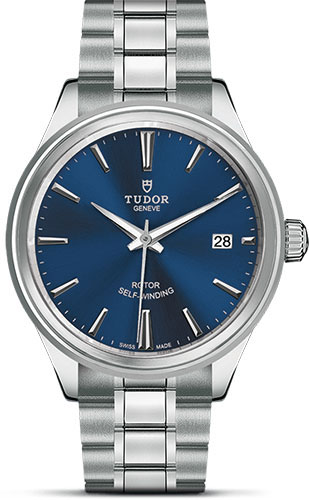 Tudor Style Watch - 38 mm Steel Case - Double Bezel - Blue Dial - Bracelet