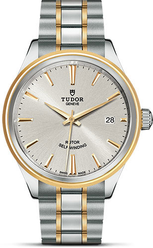 Tudor Style Watch - 38 mm Steel and Gold Case - Double Bezel - Silver Dial - Bracelet