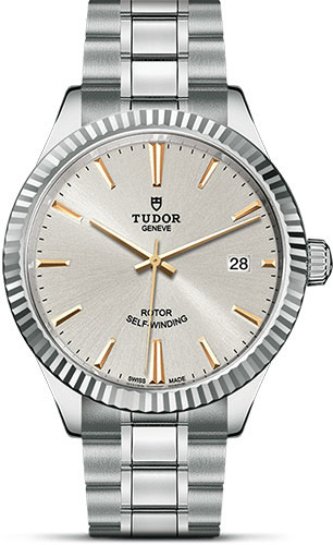 Tudor Style Watch - 38 mm Steel Case - Fluted Bezel - Gold Dial - Bracelet