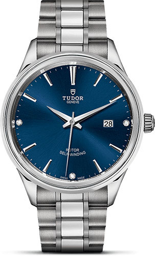 Tudor Style Watch - 41 mm Steel Case - Double Bezel - Blue Diamond Dial - Bracelet