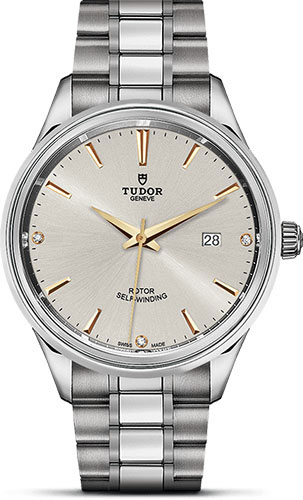 Tudor Style Watch - 41 mm Steel Case - Double Bezel - Gold Diamond Dial - Bracelet