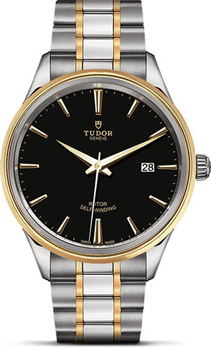 Tudor Style Watch - 41 mm Steel and Gold Case - Double Bezel - Black Dial - Bracelet