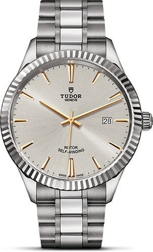 Tudor Style Watch - 41 mm Steel Case - Fluted Bezel - Gold Dial - Bracelet