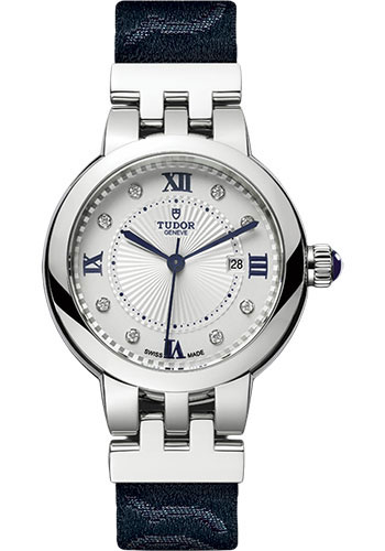 Tudor Clair De Rose Watch - 30mm - Diamond Dial - Blue Fabric Strap
