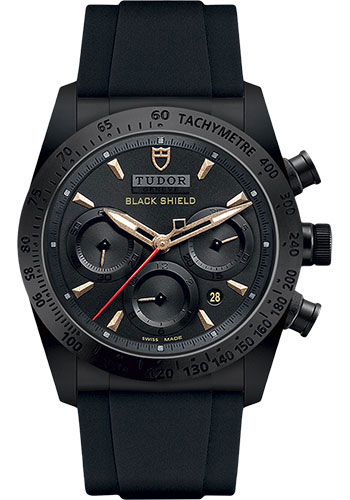 Tudor Fastrider Black Shield Watch - Black And Bronze Dial - Black Rubber Strap