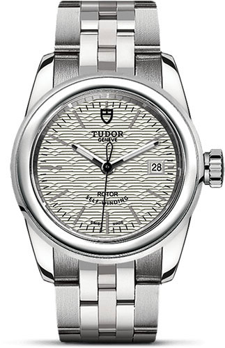 Tudor Glamour Date Watch - 26 mm Steel Case - Silver Jacquard Dial