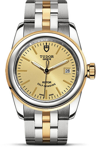 Tudor Glamour Date Watch - 26 mm Steel and Gold Case - Champagne Dial - Bracelet