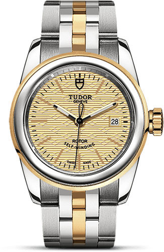 Tudor Glamour Date Watch - 26 mm Steel and Gold Case - Champagne Jacquard Dial - Bracelet