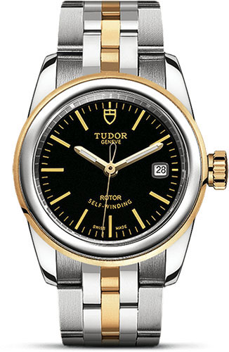 Tudor Glamour Date Watch - 26 mm Steel and Gold Case - Black Dial - Bracelet