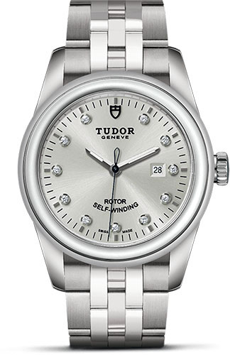 Tudor Glamour Date Watch - 31 mm Steel Case - Silver Diamond Dial