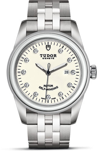 Tudor Glamour Date Watch - 31 mm Steel Case - Diamond Dial