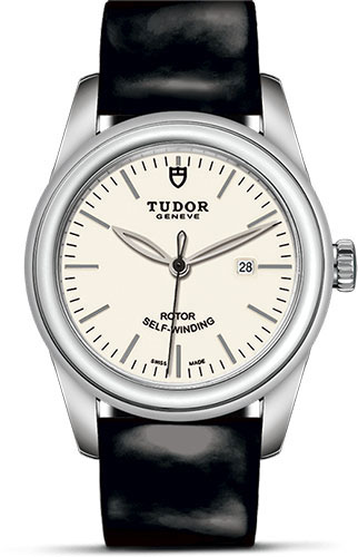 Tudor Glamour Date Watch - 31 mm Steel Case - Patent Leather Strap