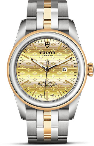 Tudor Glamour Date Watch - 31 mm Steel and Gold Case - Champagne Jacquard Dial - Bracelet