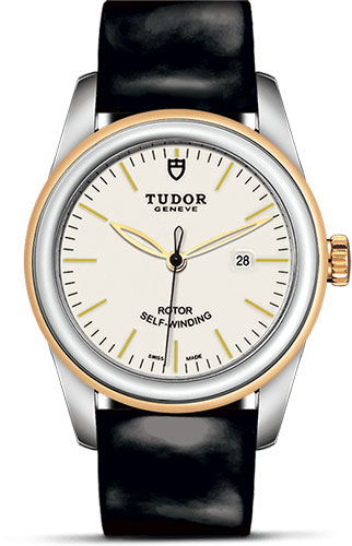 Tudor Glamour Date Watch - 31 mm Steel and Gold Case - Patent Leather Strap