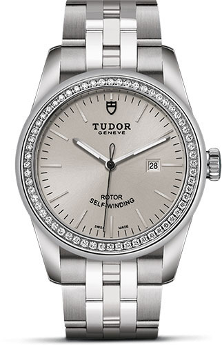 Tudor Glamour Date Watch - 31 mm Steel Case - Diamond Bezel - Silver Dial