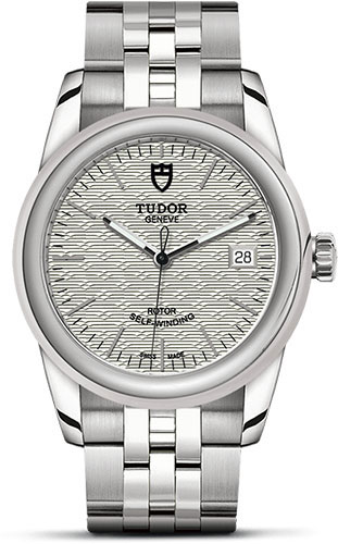 Tudor Glamour Date Watch - 36 mm Steel Case - Silver Jacquard Dial