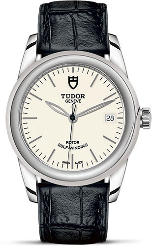 Tudor Glamour Date Watch - 36 mm Steel Case - Leather Strap
