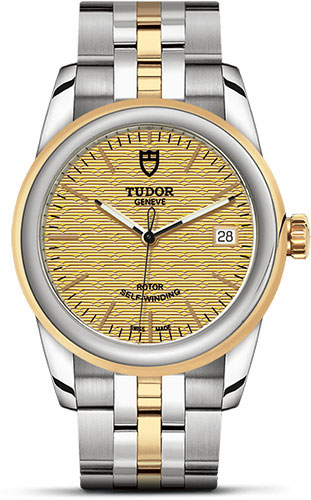Tudor Glamour Date Watch - 36 mm Steel and Gold Case - Champagne Jacquard Dial - Bracelet