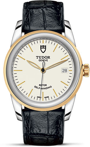 Tudor Glamour Date Watch - 36 mm Steel and Gold Case - Leather Strap