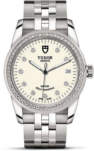 Tudor Glamour Date Watch - 36 mm Steel Case - Diamond Bezel - Diamond Dial