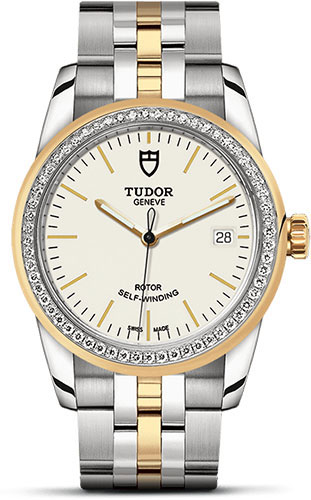 Tudor Glamour Date Watch - 36 mm Steel and Gold Case - Diamond Bezel - Bracelet